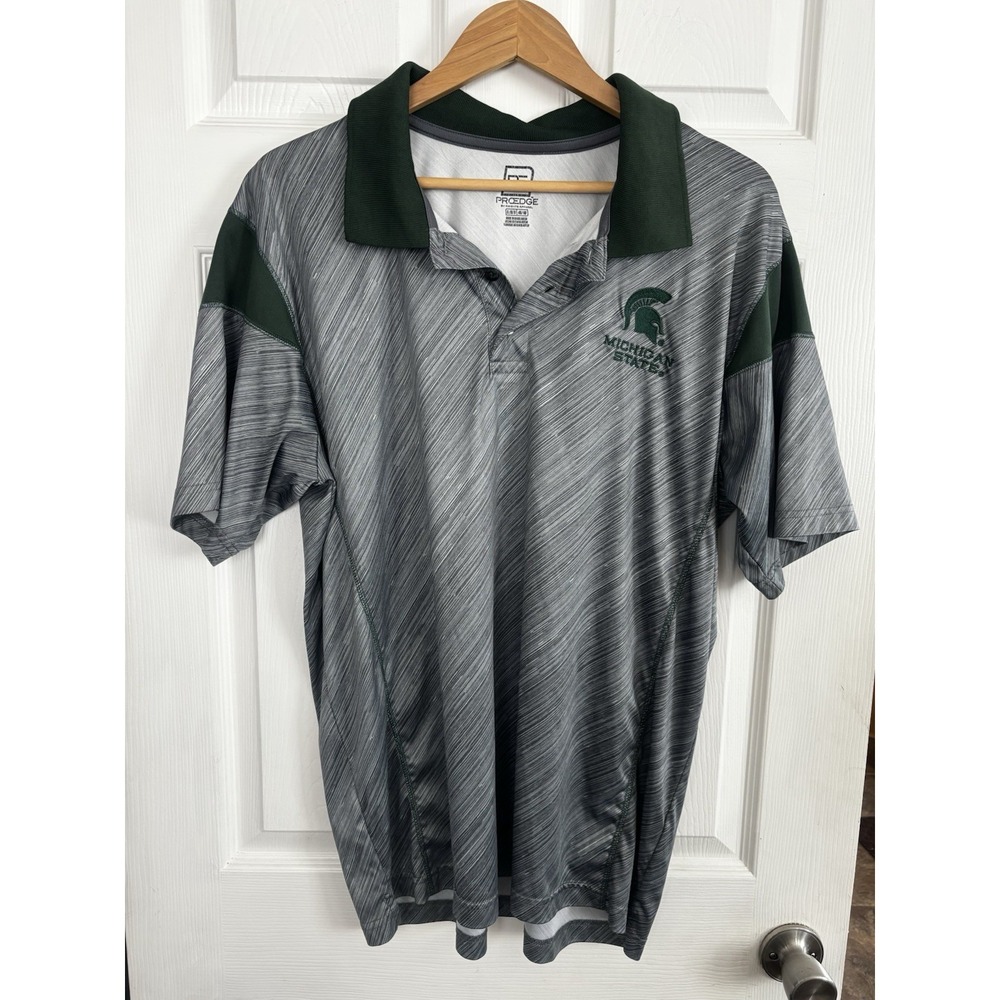 Michigan‎ State University Spartans Men's Pro-Edge XL Green Polo Golf Shirt